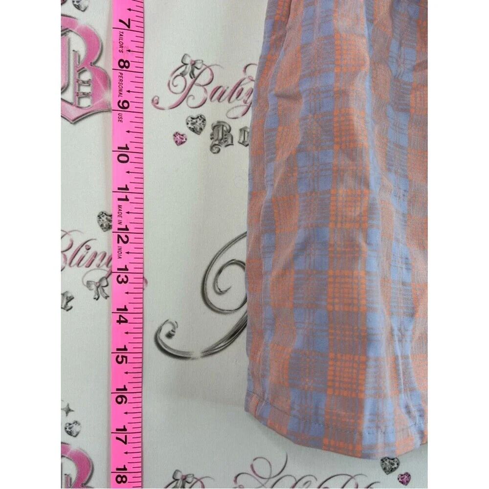SHEIN skirt checkered orange Pastel Peach & Light Blue lilac Plaid Mini Skirt